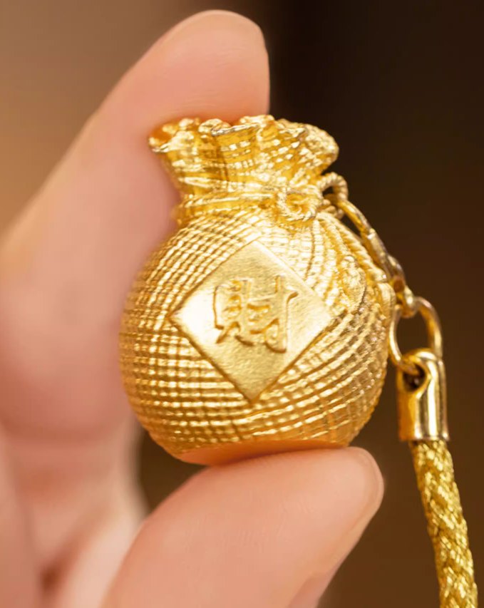 Copper handicrafts, Golden small money bag pendant handicrafts, Backpack pendants, Car pendants, Lots of wealth and happiness, Auspicious friend gifts, Free shipping-LECJAS