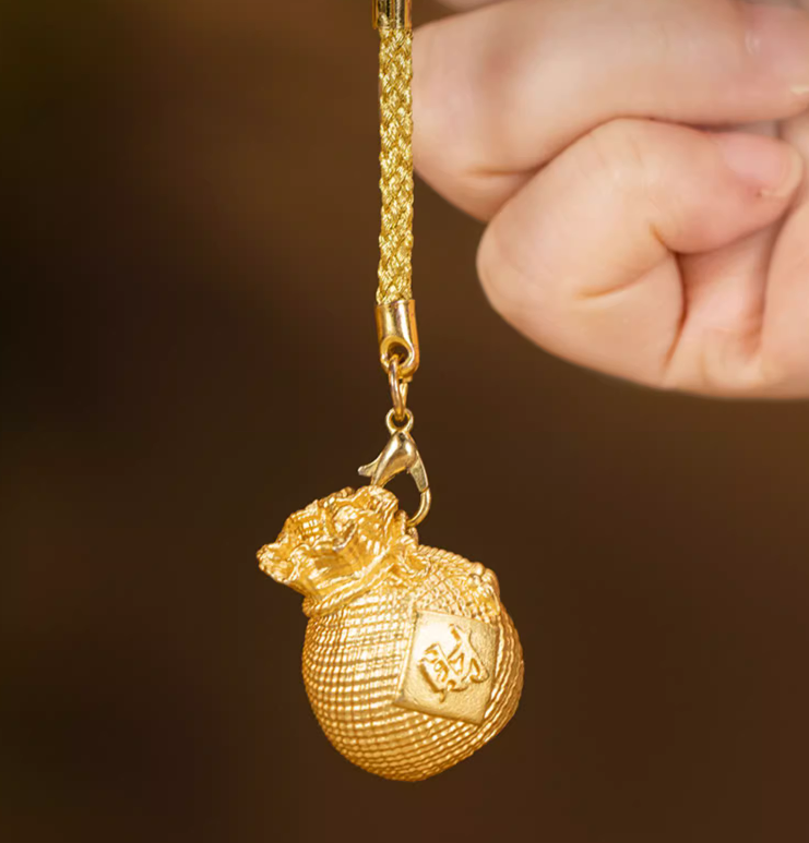 Copper handicrafts, Golden small money bag pendant handicrafts, Backpack pendants, Car pendants, Lots of wealth and happiness, Auspicious friend gifts, Free shipping-LECJAS