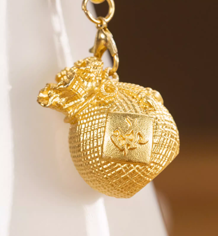 Copper handicrafts, Golden small money bag pendant handicrafts, Backpack pendants, Car pendants, Lots of wealth and happiness, Auspicious friend gifts, Free shipping-LECJAS